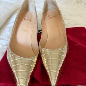 Christian Louboutin Metallic Croc-Embossed Heels